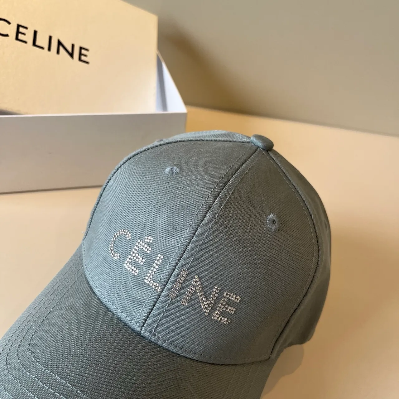 Celine Crystal-Embroidered Gray Baseball Cap 6