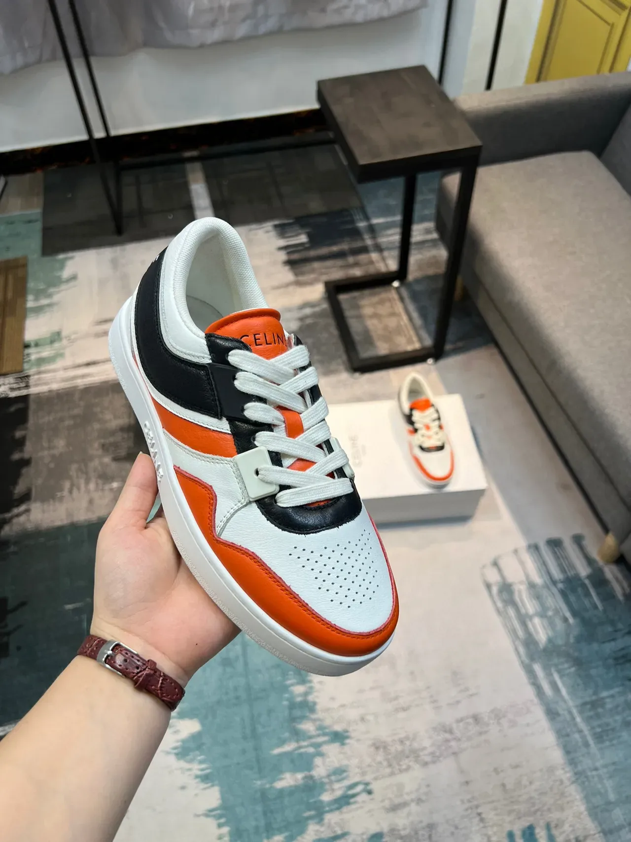 Celine CT-01 Orange and Black Lifestyle Sneakers 6