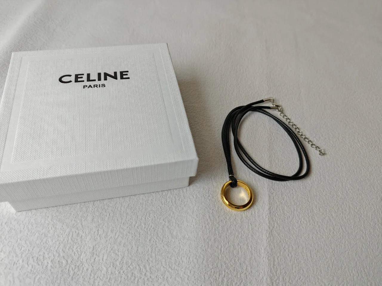 Celine Gold-Tone Ring Pendant Necklace 2
