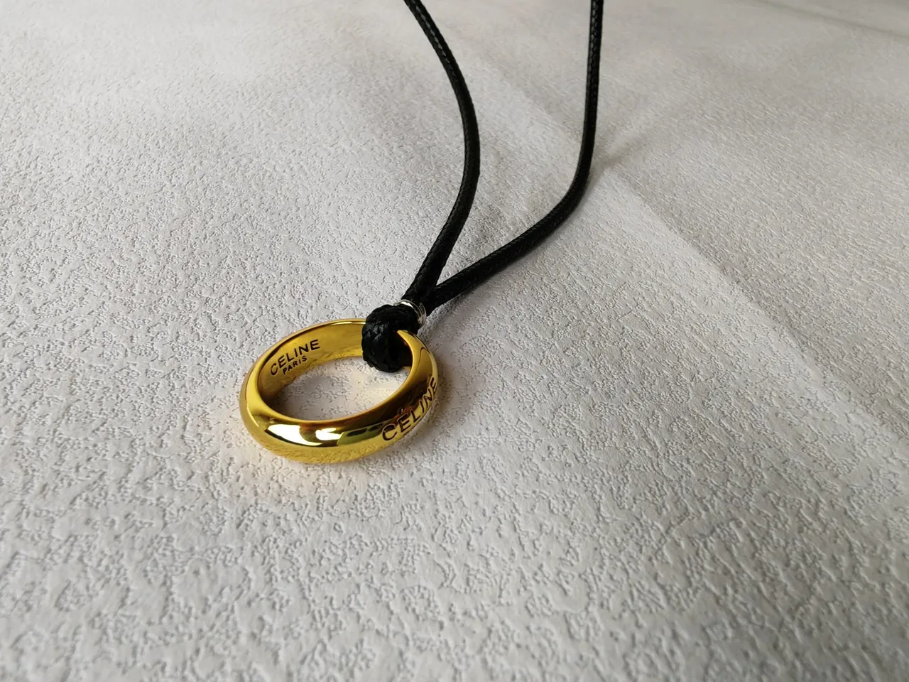 Celine Gold-Tone Ring Pendant Necklace 3