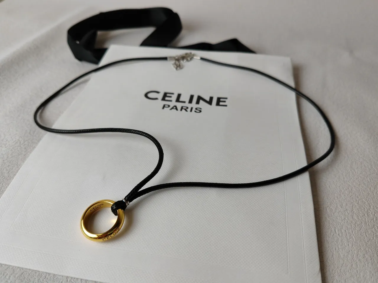 Celine Gold-Tone Ring Pendant Necklace 5