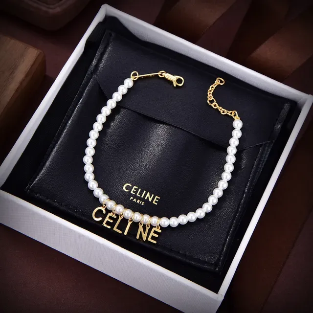 Celine Pearl and Gold-Tone Letter Charm Bracelet 4