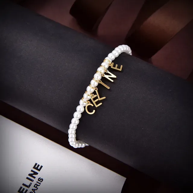 Celine Pearl and Gold-Tone Letter Charm Bracelet 5