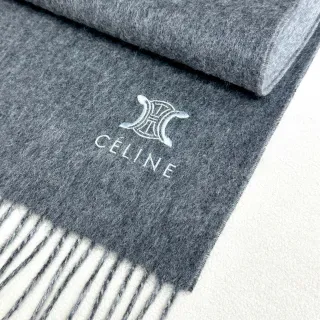 Céline Triomphe شال كشمير رمادي مطرز