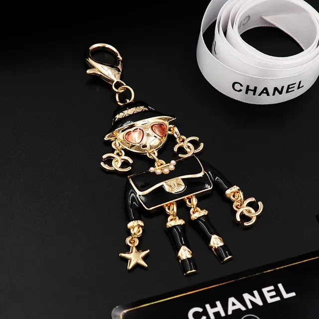 Chanel Black Gold Enamel Figurine Hardware Brooch 4