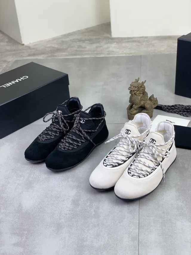 Chanel Black Suede Low-Top Lace-Up Lifestyle Sneakers 2