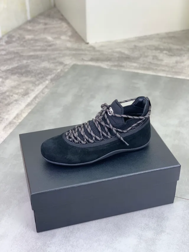 Chanel Black Suede Low-Top Lace-Up Lifestyle Sneakers 5