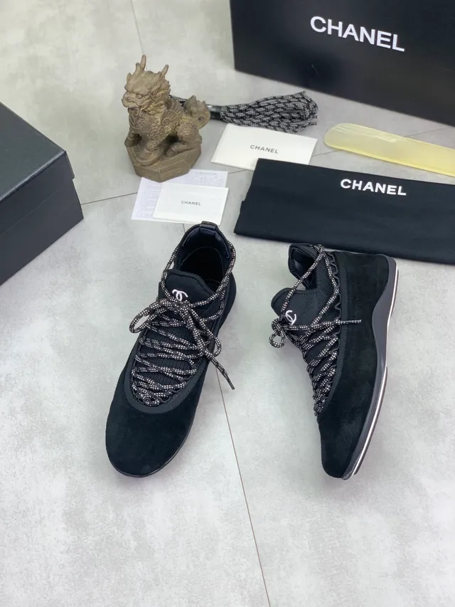 Chanel Black Suede Low-Top Lace-Up Lifestyle Sneakers 6