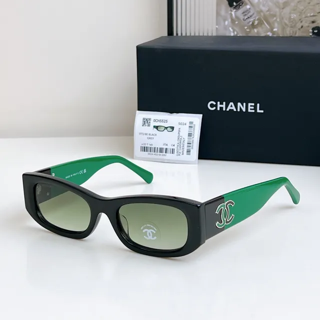 Chanel Black White Rectangular Acetate Frame Oversized Fit Sunglasses 5