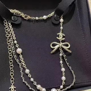 Chanel 蝴蝶结珍珠链项链