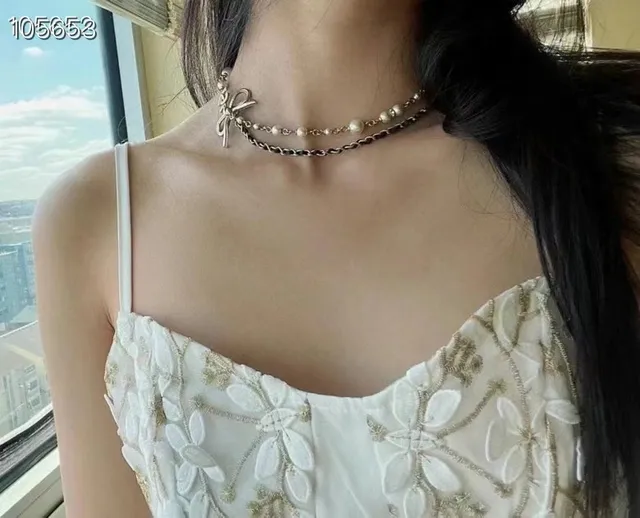 Chanel Bow Pearl Chain Necklace 2