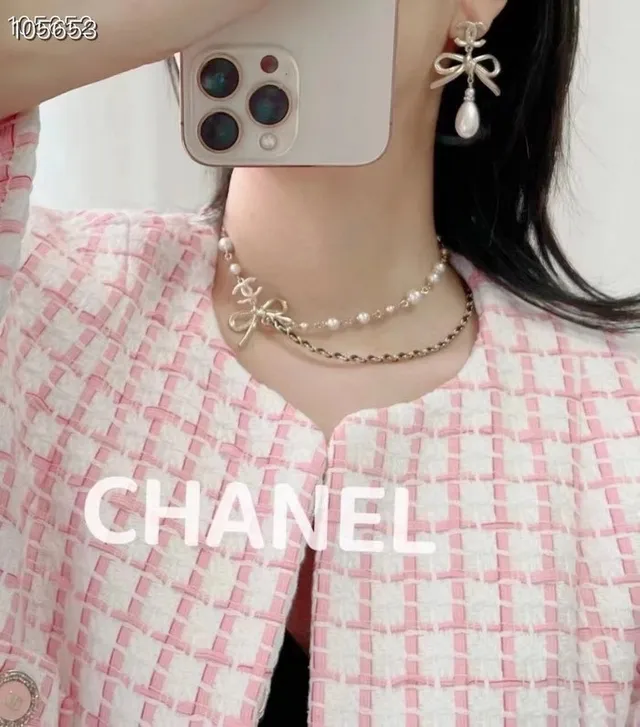 Chanel Bow Pearl Chain Necklace 6