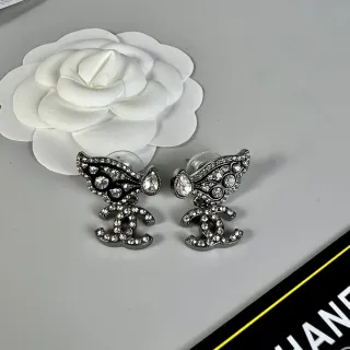 Chanel Butterfly Crystal-Embellished CC Logo Earrings