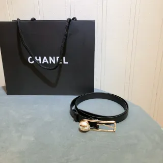Chanel Camellia Belt কালো গোল্ড-টোন চামড়ার বেল্ট
