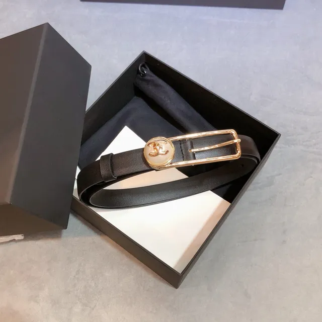 Chanel Camellia Belt أسود لون ذهبي حزام جلد 4