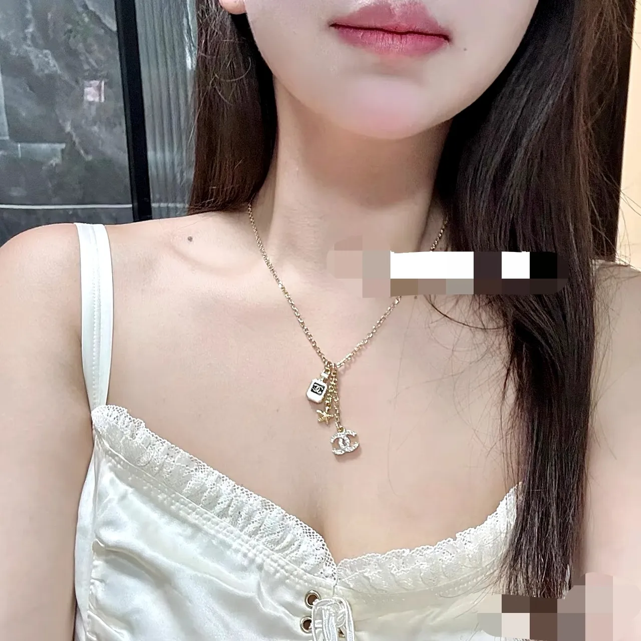 Chanel Camellia Multi-Pendant Necklace Gold White Chain Necklace 5