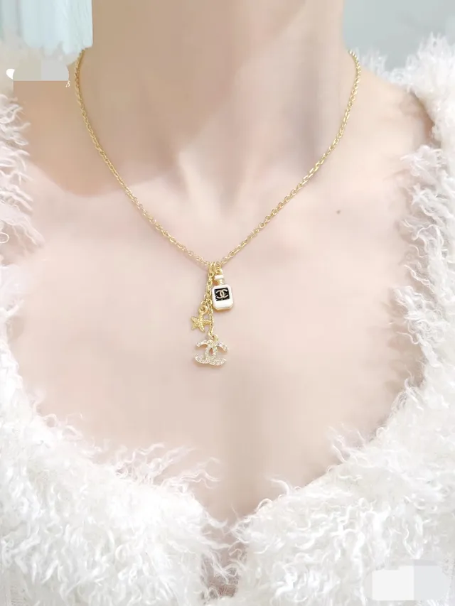 Chanel Camellia Multi-Pendant Necklace Gold White Chain Necklace 9