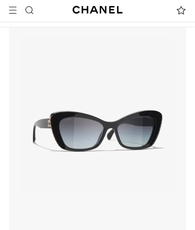Chanel Cat Eye Black Acetate Gradient Gray Sunglasses 6