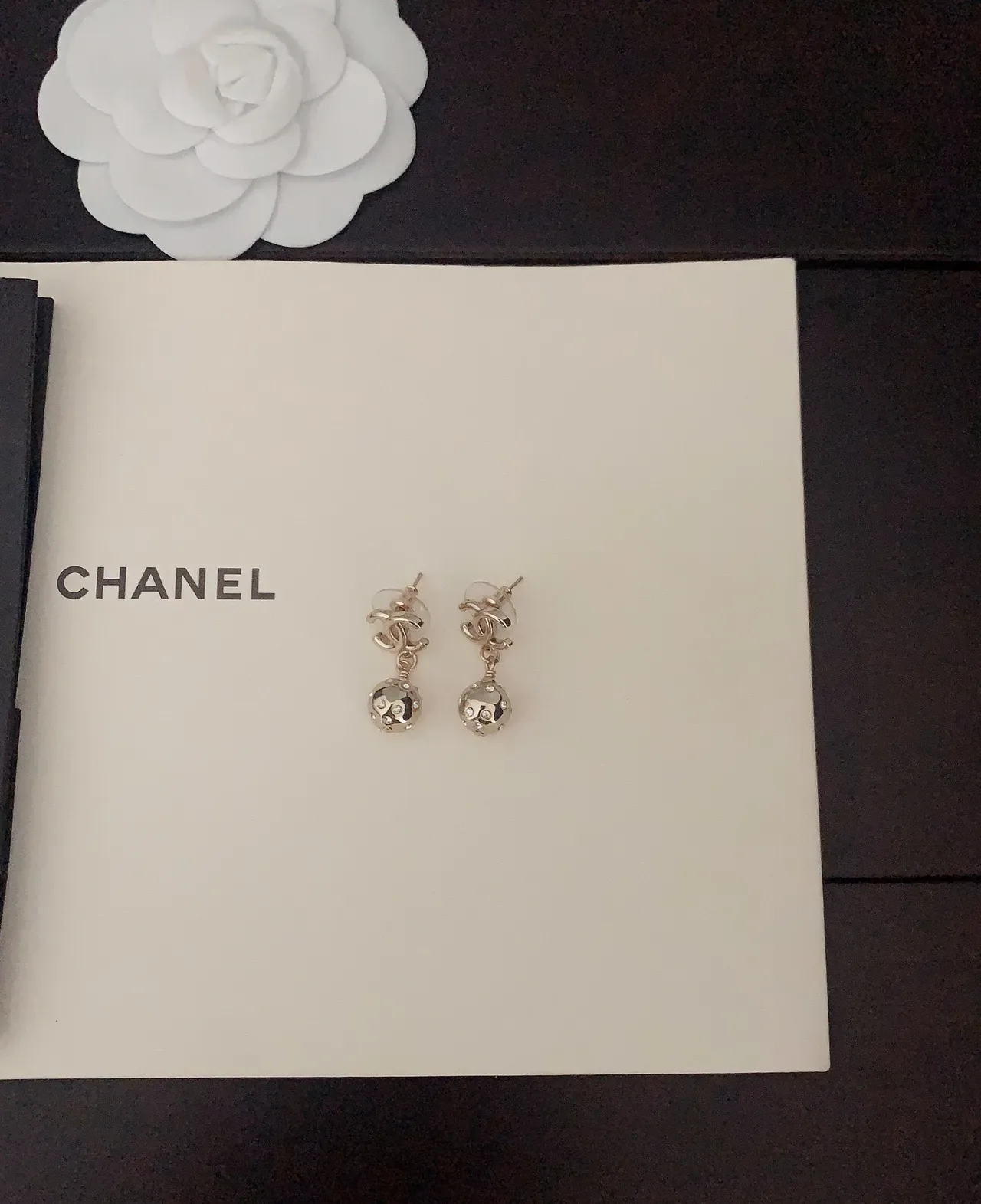Chanel CC Ball Gold Transparent Crystal-Embellished Earrings 4