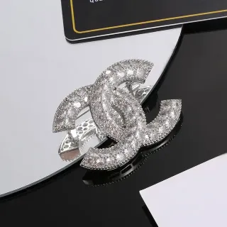 Chanel CC Brooch Pavé Crystal Silver-Tone Metal Brooch