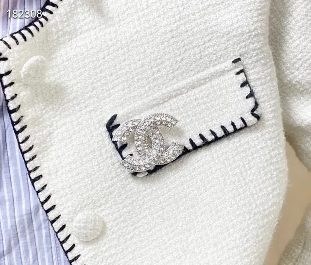 Chanel CC Brooch Pavé Crystal Silver-Tone Metal Brooch 3
