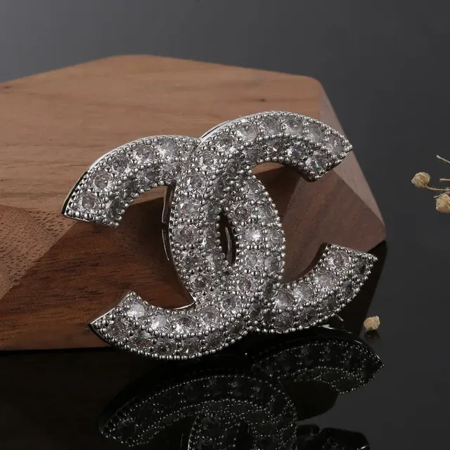 Chanel CC Brooch Pavé Crystal Silver-Tone Metal Brooch 4