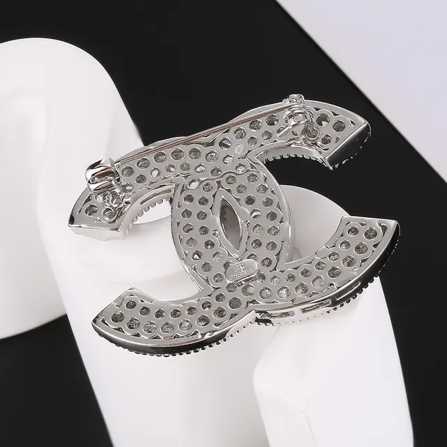Chanel CC Brooch Pavé Crystal Silver-Tone Metal Brooch 5