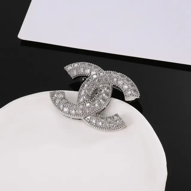 Chanel CC Brooch Pavé Crystal Silver-Tone Metal Brooch 6