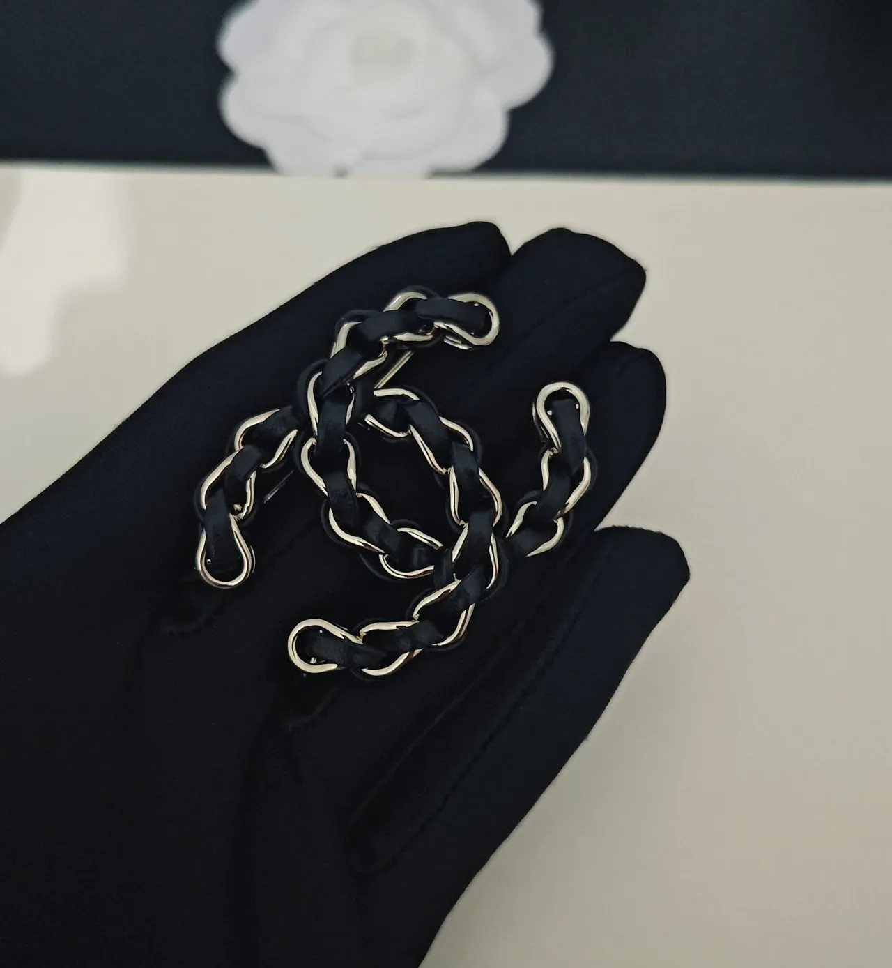 Chanel CC Chain Brooch Black and Gold Brooches 2