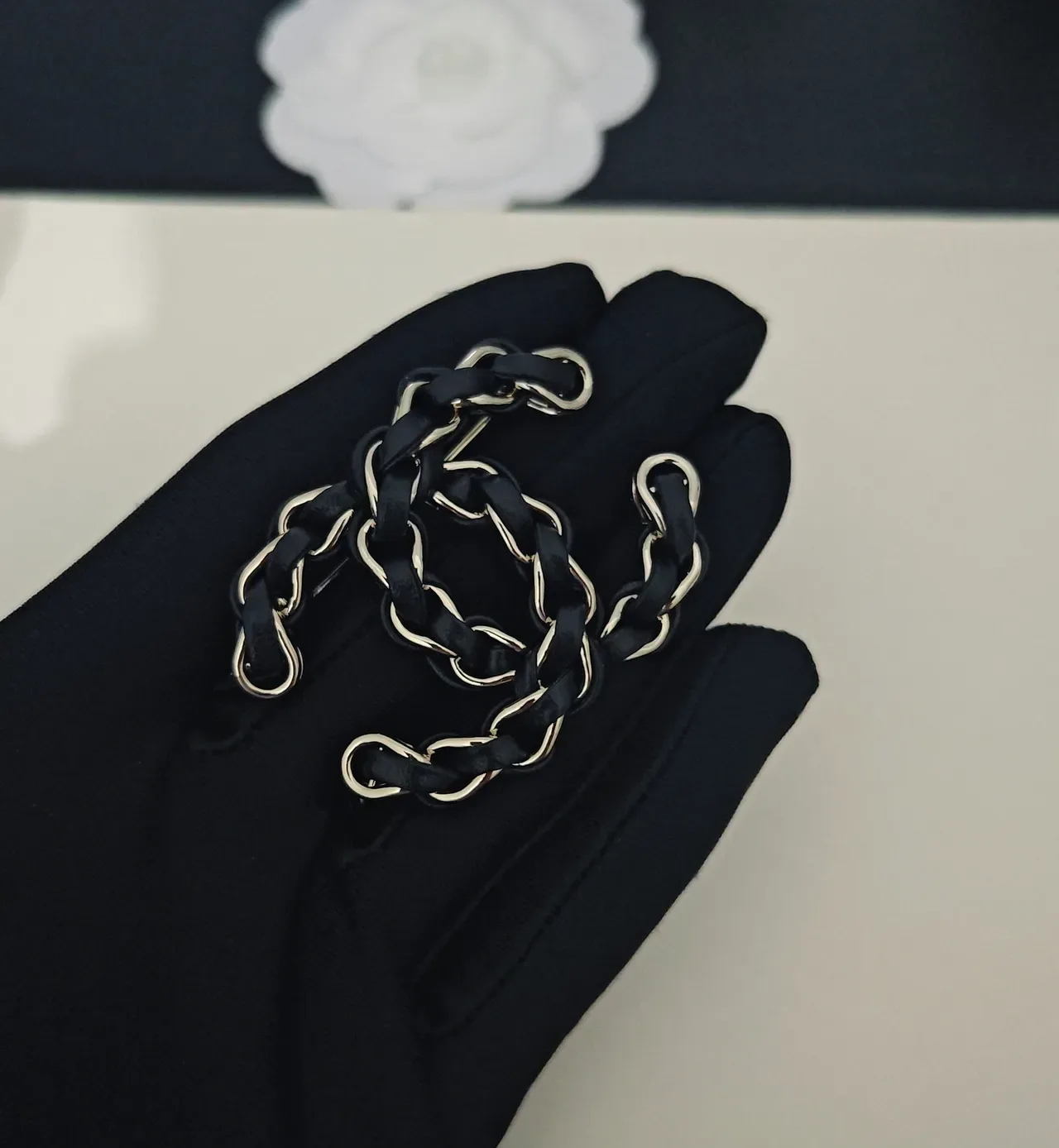 Chanel CC Chain Brooch Black and Gold Brooches 5