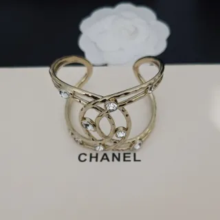 Chanel CC Cuff Gold-Tone Crystal Bracelet