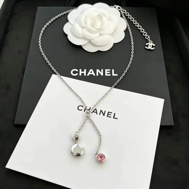 Chanel CC Drop Silver Green Chain Y-Lariat Necklace 4