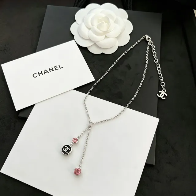 Chanel CC Drop Silver Green Chain Y-Lariat Necklace 5