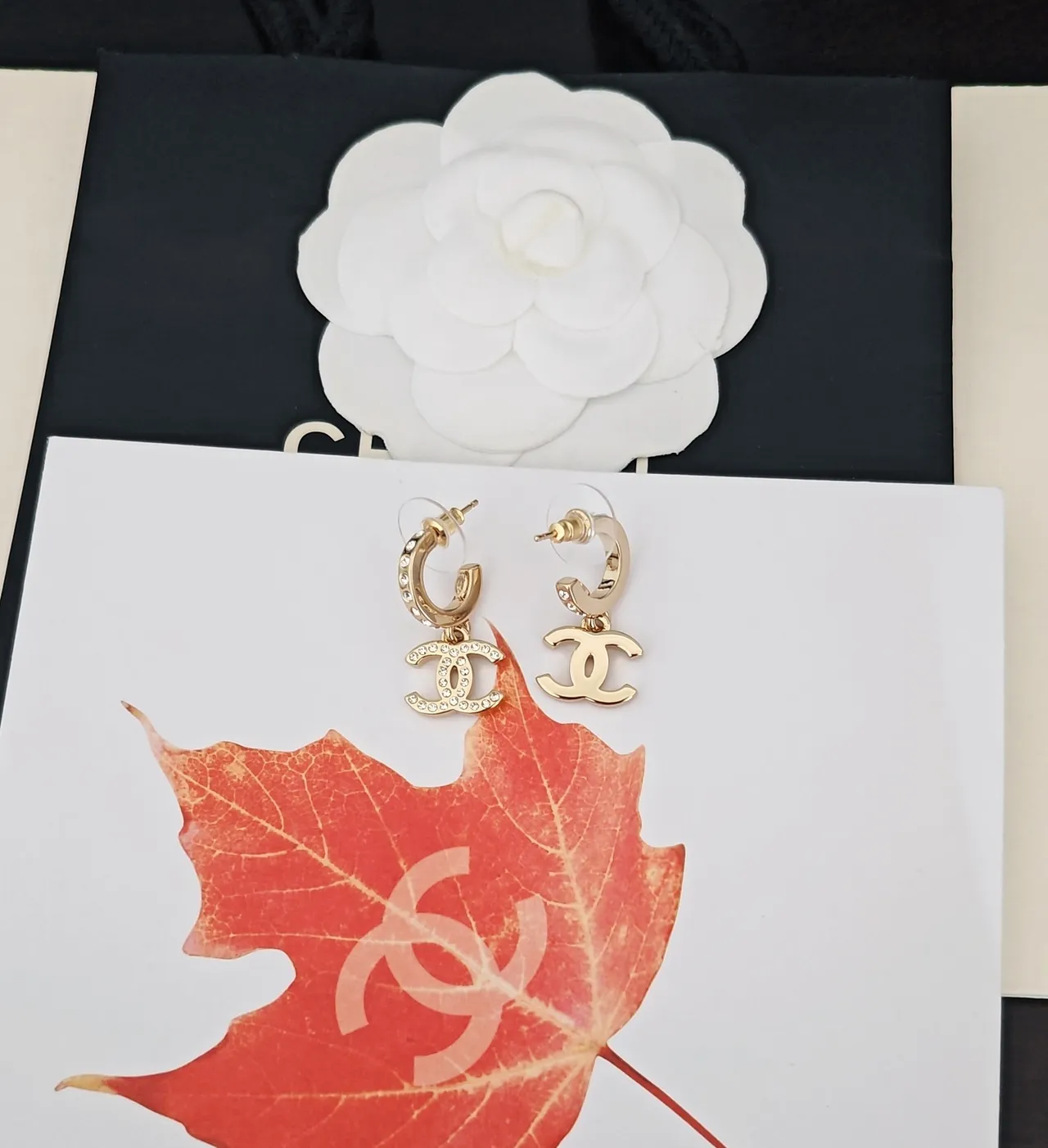 Chanel CC Gold Transparent Pavé Crystal Earrings 3