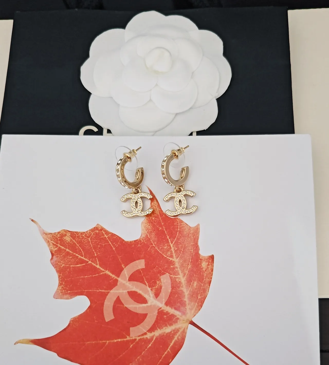 Chanel CC Gold Transparent Pavé Crystal Earrings 4
