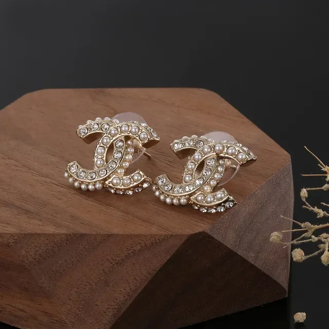 Chanel CC Gold White Metal Pearl-Encrusted Earrings 3
