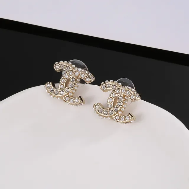 Chanel CC Gold White Metal Pearl-Encrusted Earrings 5