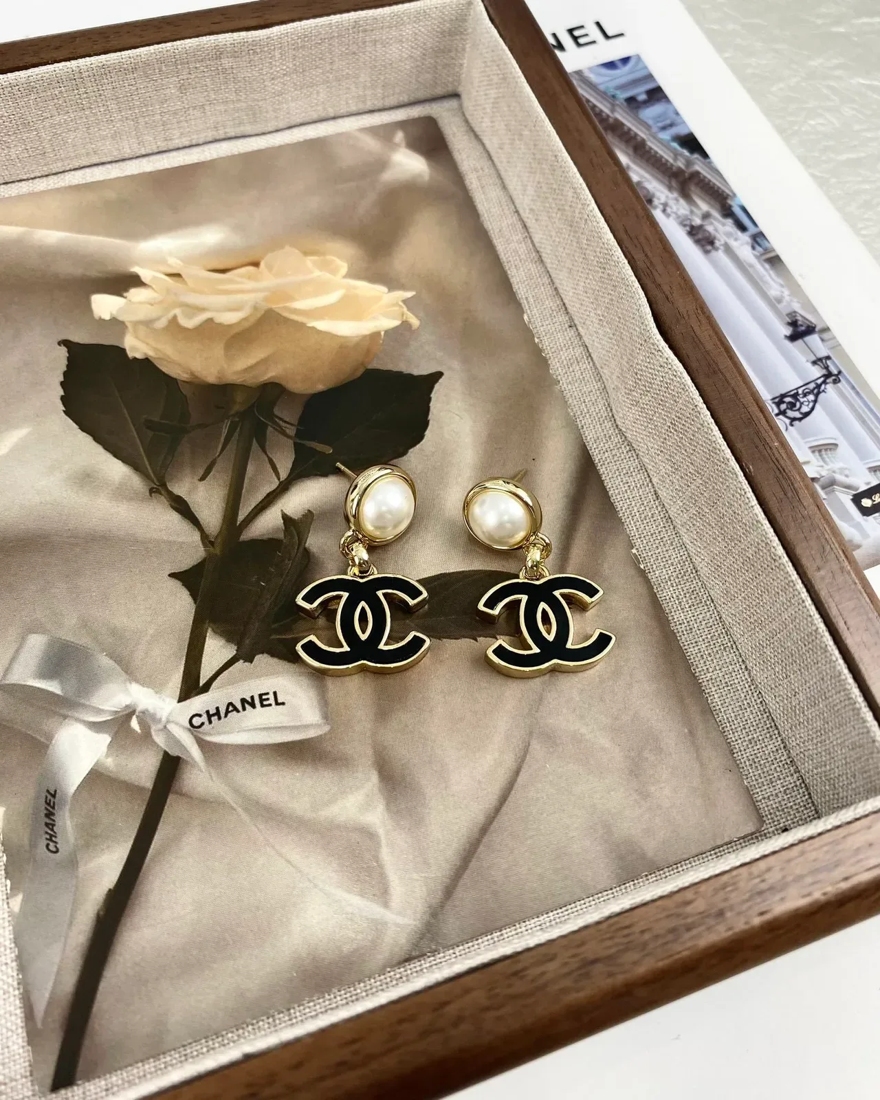 Chanel CC Pearl Enamel Drop Earrings 3
