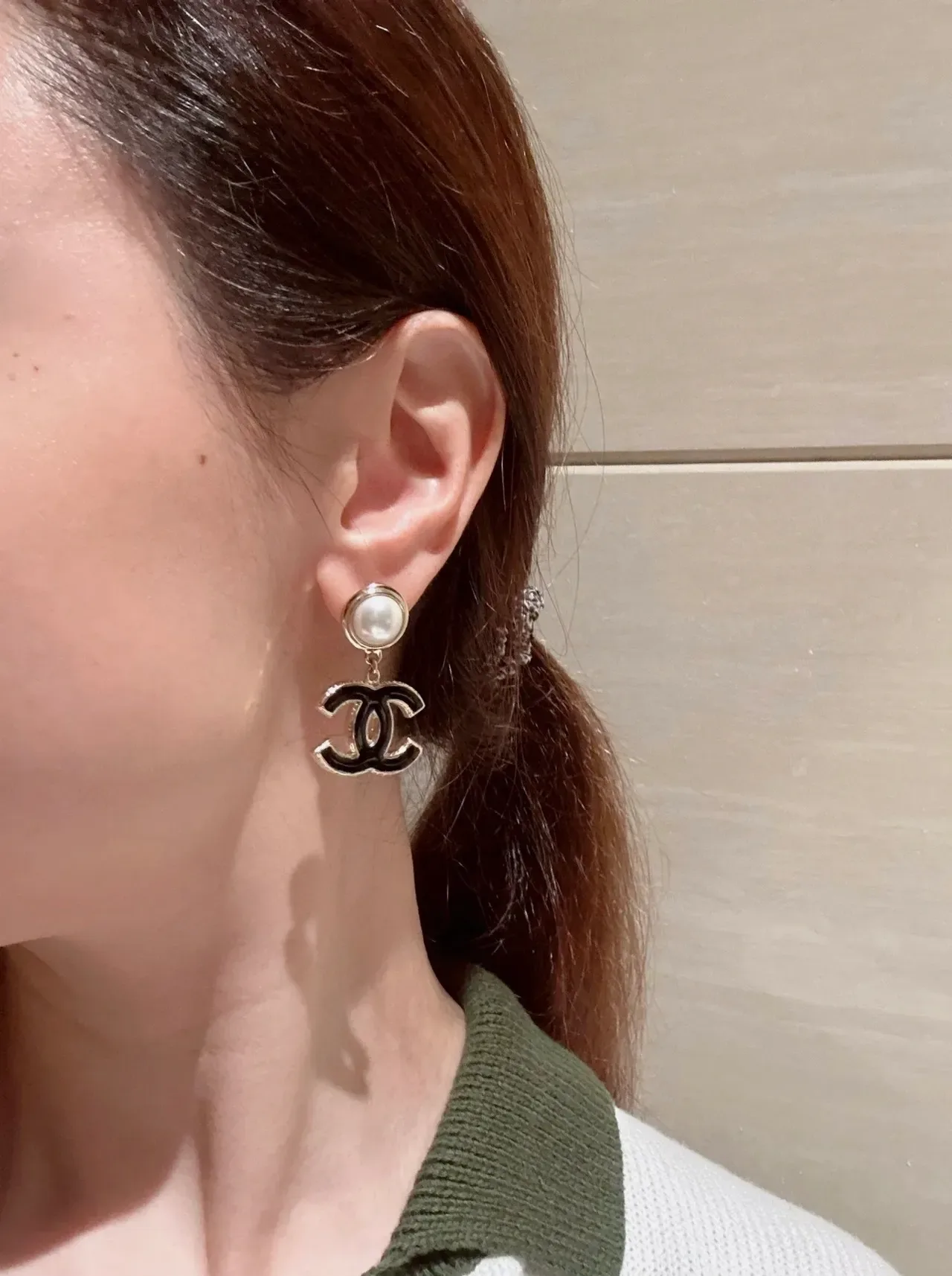 Chanel CC Pearl Enamel Drop Earrings 6