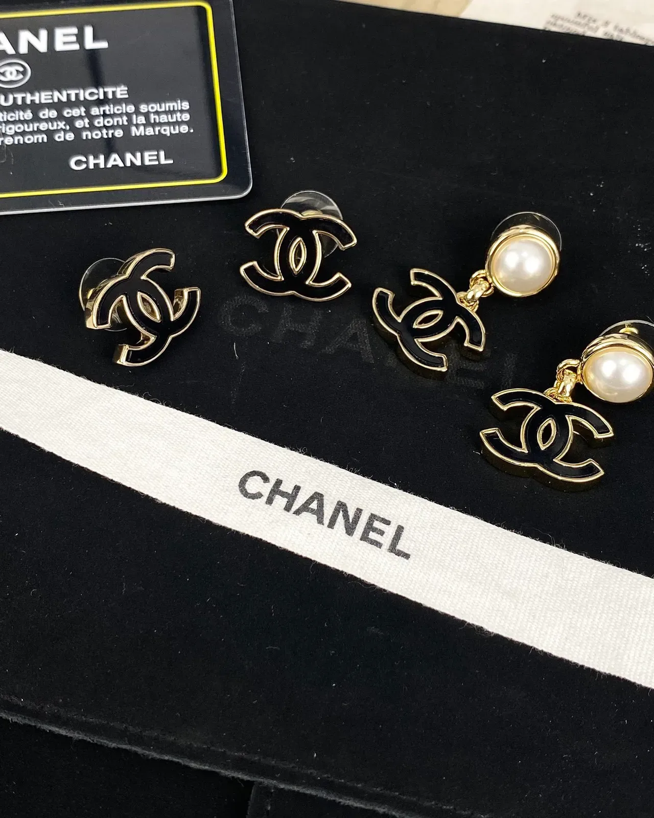Chanel CC Pearl Enamel Drop Earrings 7