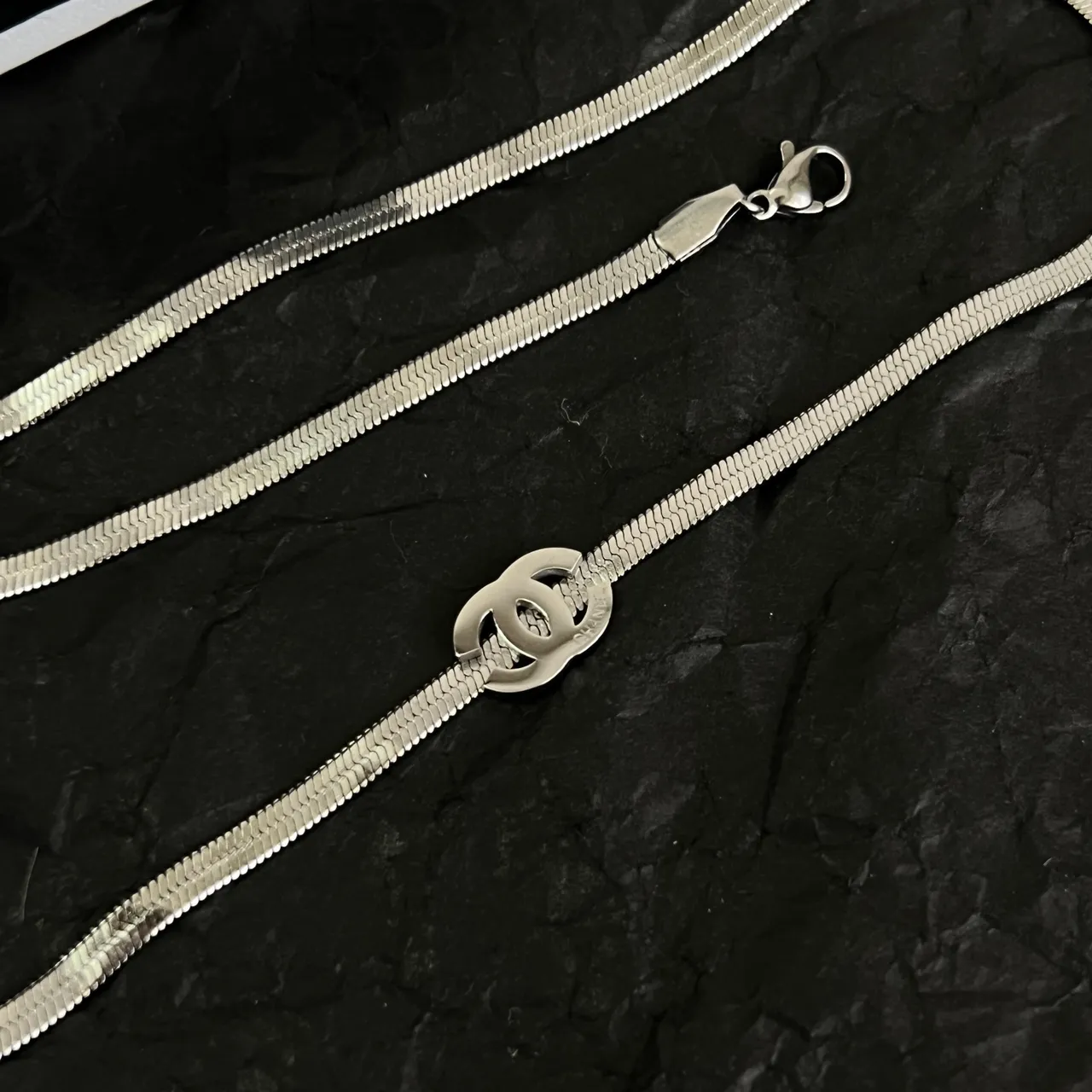 Chanel CC Pendant Snake Chain Necklace 2