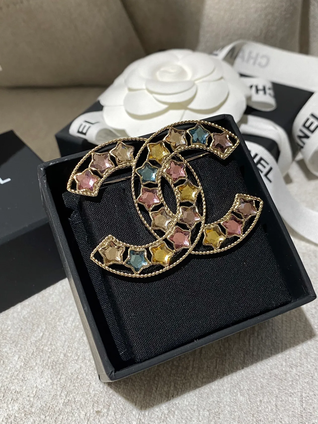 Chanel CC Star Multicolor Crystal Brooch 4