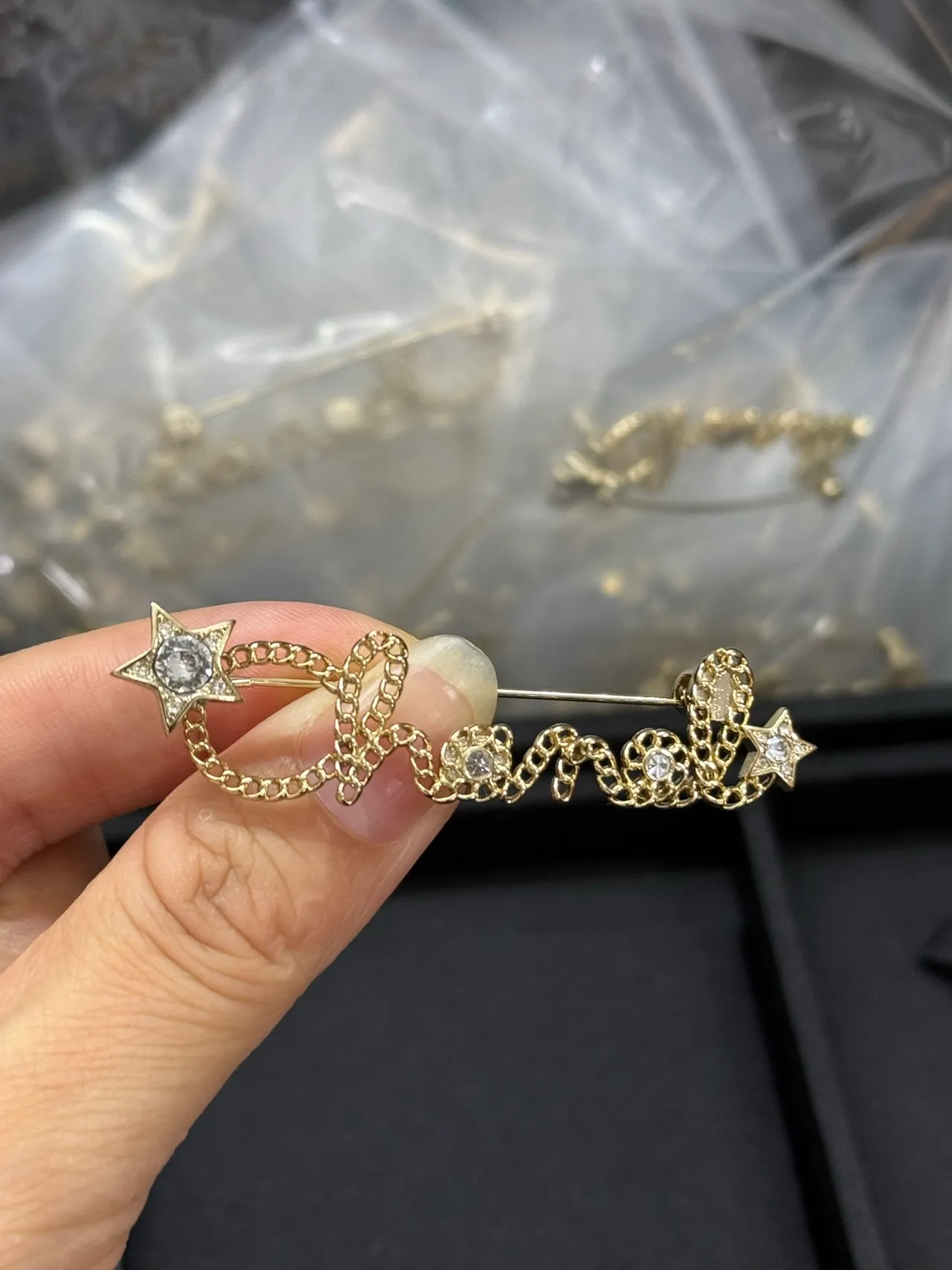 Chanel CHANEL Corrente Carta Cristal Estrela Broche 4
