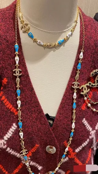 Chanel Fish Charm Gold Blue Chain Enameled Charms Bracelet 4