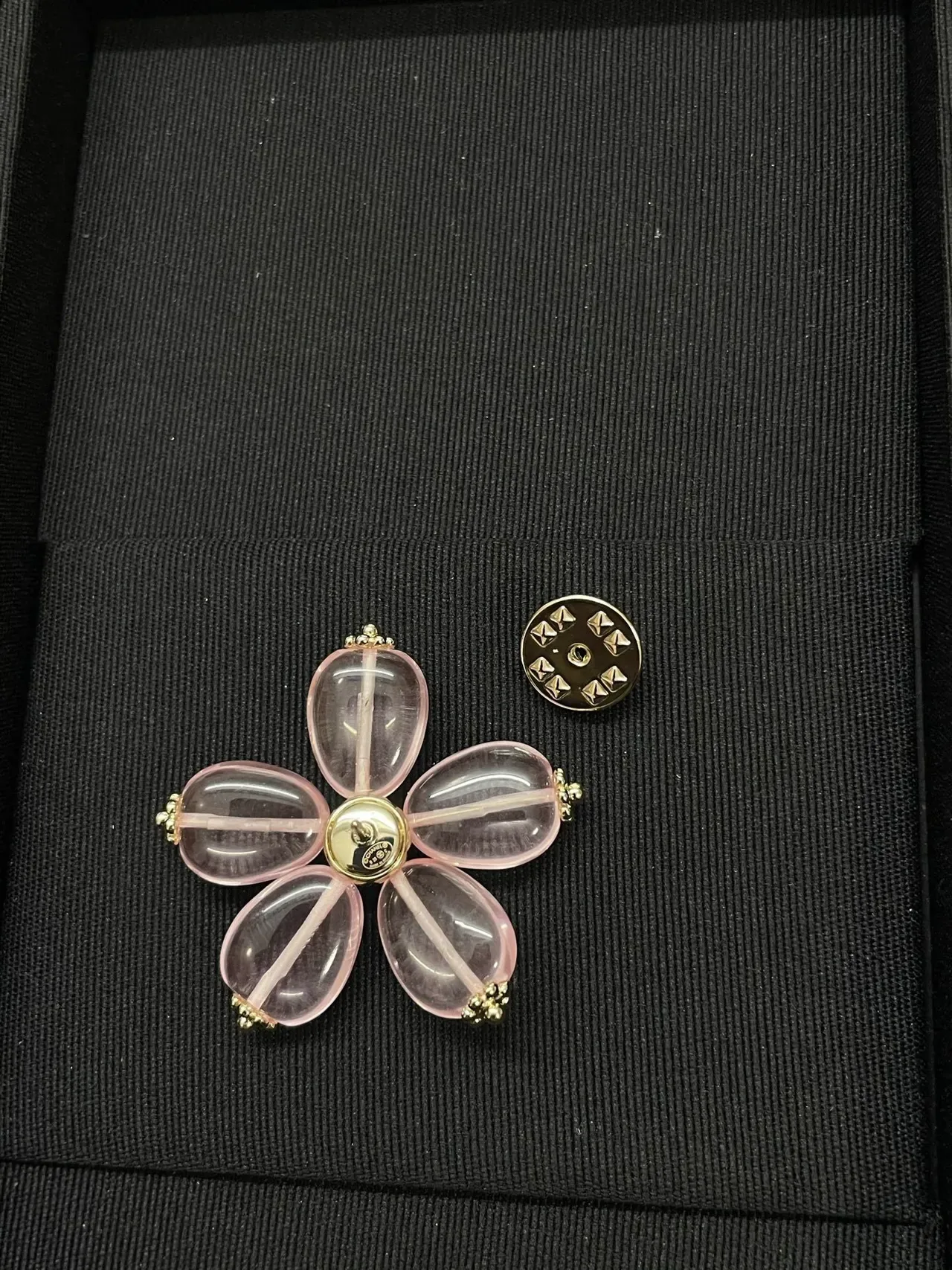 Chanel Floral Brooch Pink Gold Flower-Shaped Translucent Stone Petals Brooch 2