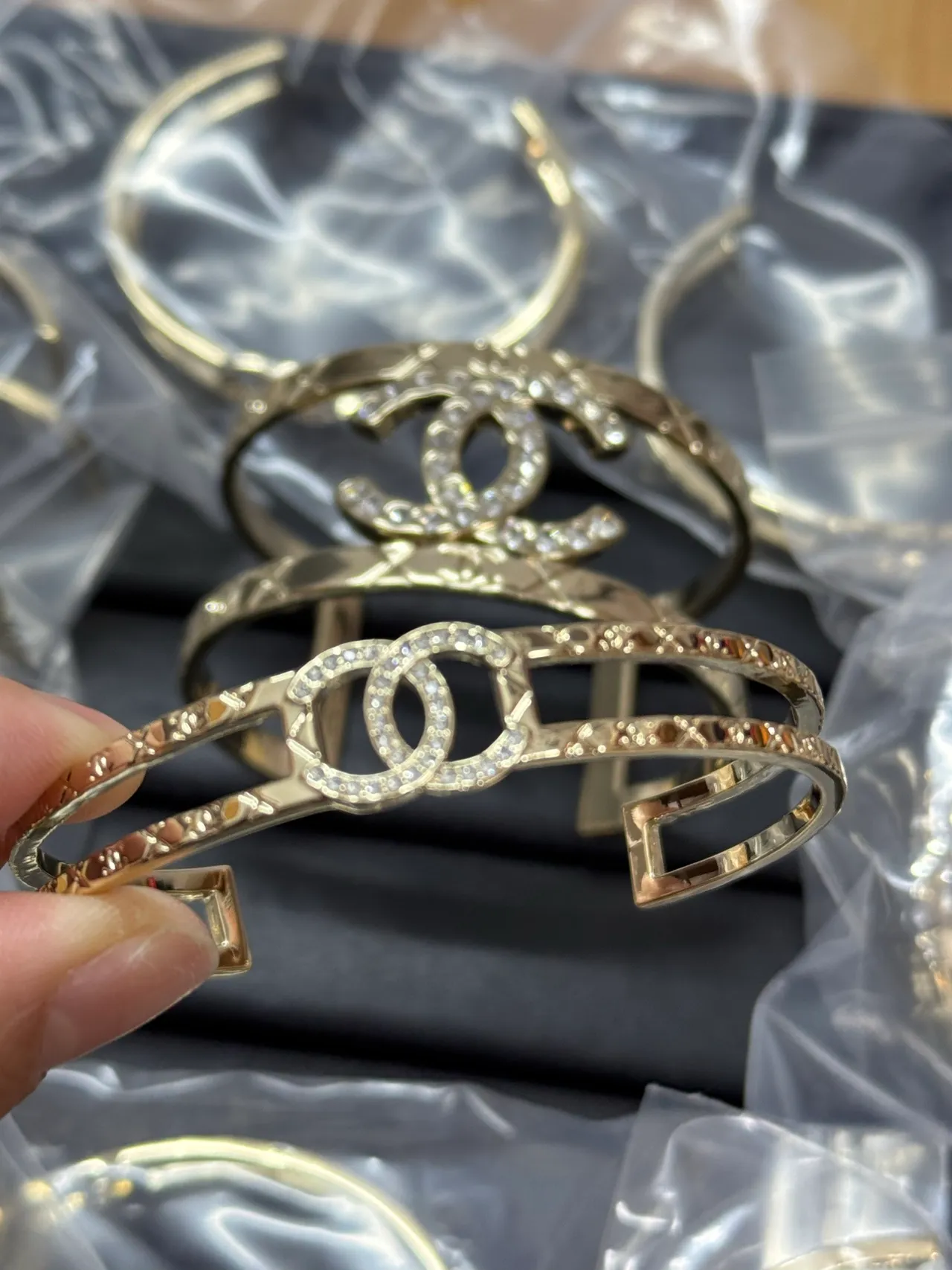 Chanel Gold Silver Crystal-Pavé Bracelet 3