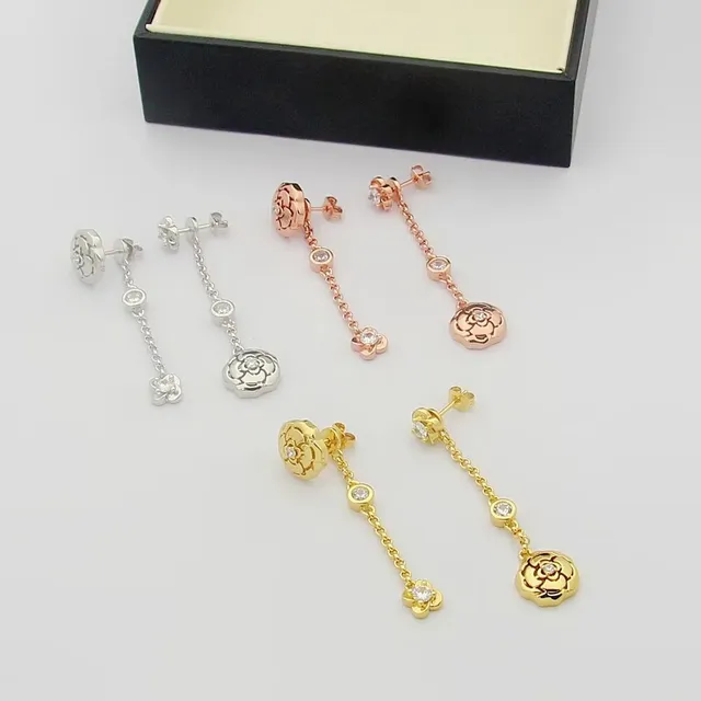 Chanel Gold Transparent Camellia Flower Motif Rose Earrings 7