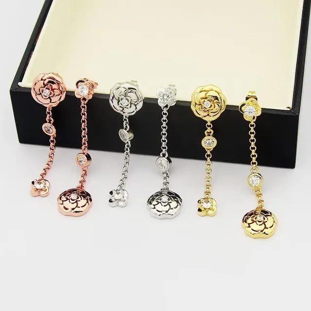 Chanel Gold Transparent Camellia Flower Motif Rose Earrings 8