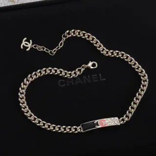 Chanel ID ब्रेसलेट चांदी की चेन काला एमेल लाल CC प्लेक ब्रेसलेट
