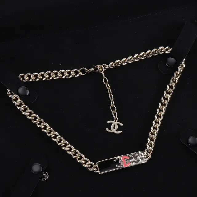 Chanel ID Bracelet Silver Chain Black Enamel Red CC Plaque Bracelet 3
